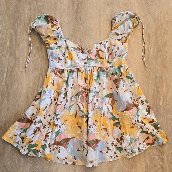 Abercrombie & Fitch Floral Puff Sleeve Mini Dress XL Petite - Picture 1 of 4